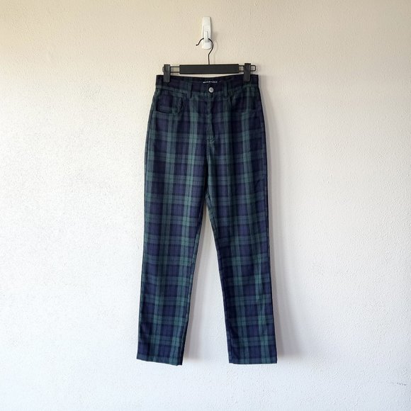 Brandy Melville Pants & Jumpsuits John Galt Brandy Melville Navy Blue Dark Green Plaid Pants